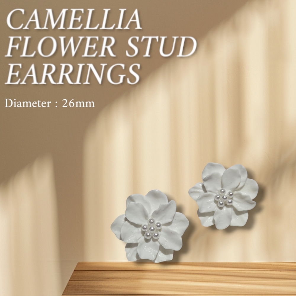 Camellia Flower Stud Earrings